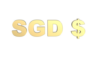 Currency symbol of Singapore , Singaporean dollar sign in Gold - 3d rendering, 3d Illustration