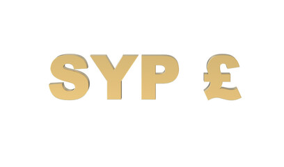 Currency symbol of Syria, Syrian lira sign in Gold - 3d rendering, 3d Illustration