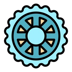 Obraz premium Bicycle repair disk brake icon. Outline bicycle repair disk brake vector icon color flat isolated
