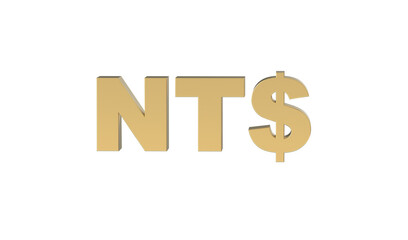 Currency symbol of new Taiwan dollar, new Taiwan dollar sign in Gold - 3d rendering, 3d Illustration