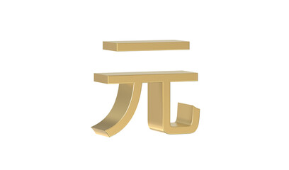 Currency symbol of Taiwan, new taiwan dollar sign in Gold - 3d rendering, 3d Illustration