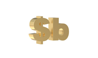 Currency symbol of Bolivia, Bolivian boliviano sign in Gold - 3d rendering, 3d Illustration