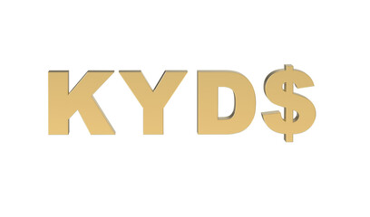 Currency symbol of Cayman islands, Cayman islands dollar sign in Gold - 3d rendering, 3d Illustration