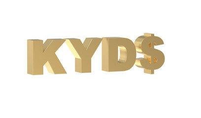 Currency symbol of Cayman islands, Cayman islands dollar sign in Gold - 3d rendering, 3d Illustration
