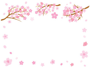 Obraz na płótnie Canvas 満開に咲いた桜のピンクのフレームイラスト
