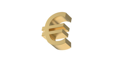Currency symbol of European union , Euro sign in Gold - 3d rendering, 3d Illustration 