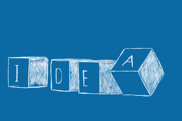 lettering idea on cubes on a blue background