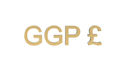 Currency symbol of guernsey, guernsey pound sign in Gold - 3d rendering, 3d Illustration 