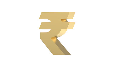Currency symbol of India, sign of Indian rupee in Gold - 3d rendering, 3d Illustration 