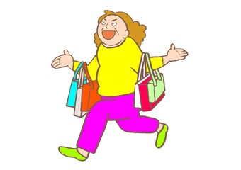 躁状態　気分が高揚したくさん買い物をする女性