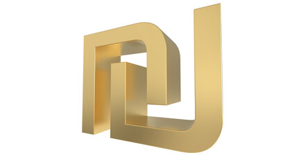 Fototapeta premium Currency symbol of Israel, Israeli new shekel sign in Gold - 3d rendering, 3d Illustration 
