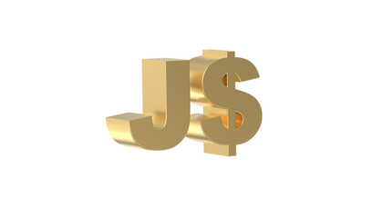 Currency symbol of Jamaica Jamaican dollar in Gold - 3d rendering, 3d Illustration 