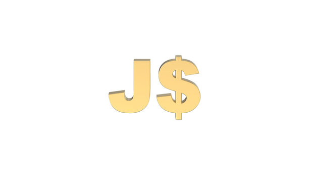 Currency symbol of Jamaica Jamaican dollar in Gold - 3d rendering, 3d Illustration 