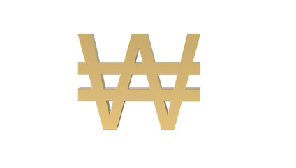 Currency symbol of north Korea in Gold - 3d rendering, 3d Illustration 