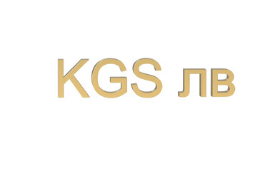 currency symbol of the Kyrgyz republic in gold - 3d rendering, 3d Illustration 