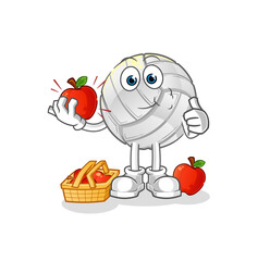 volleyball eating an apple illustration. character vector
