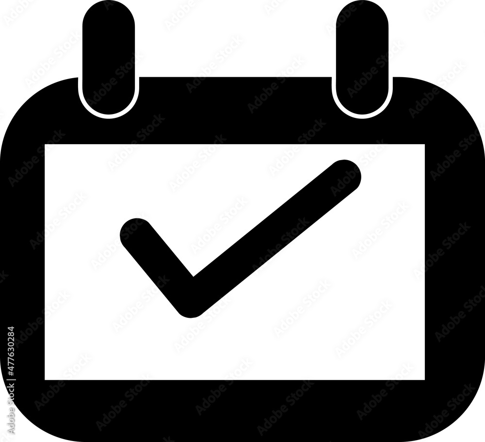 Poster calendar with a tick icon in trendy flat style vector art on white background..eps