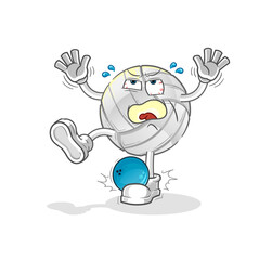 volleyball hiten by bowling cartoon. cartoon mascot vector
