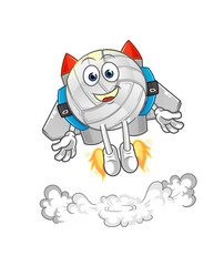 volleyball with jetpack mascot. cartoon vector