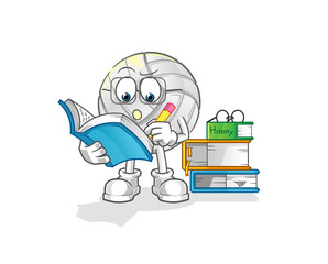 volleyball studying mascot. cartoon vector