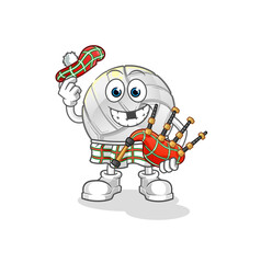 volleyball scottish with bagpipes vector. cartoon character