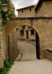 City wall in medieval town in spain
