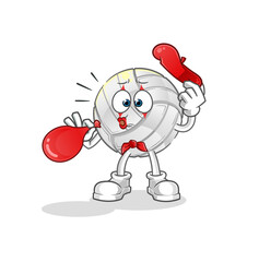 volleyball pantomime blowing balloon. cartoon mascot vector