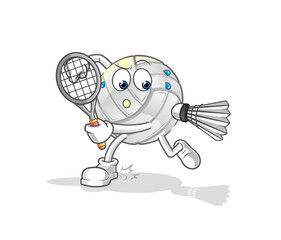 volleyball playing badminton illustration. character vector