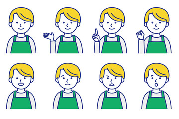 男性 エプロン 人物 イラスト ベクター AI 素材