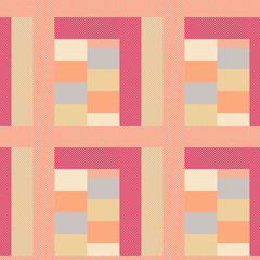Checkered background in pink, orange, blue and yellow colors. Fashion seamless pattern