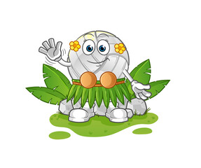 volleyball hawaiian waving character. cartoon mascot vector