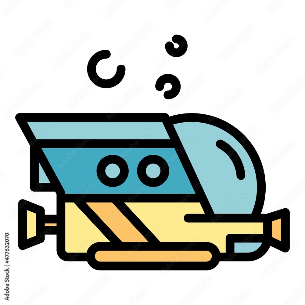 Poster army bathyscaphe icon. outline army bathyscaphe vector icon color flat isolated