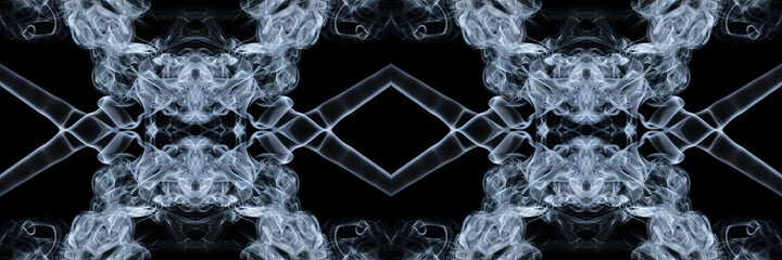 Fototapeta premium Banner,abstract curls and clouds of smoke forming fantastic silhouettes.