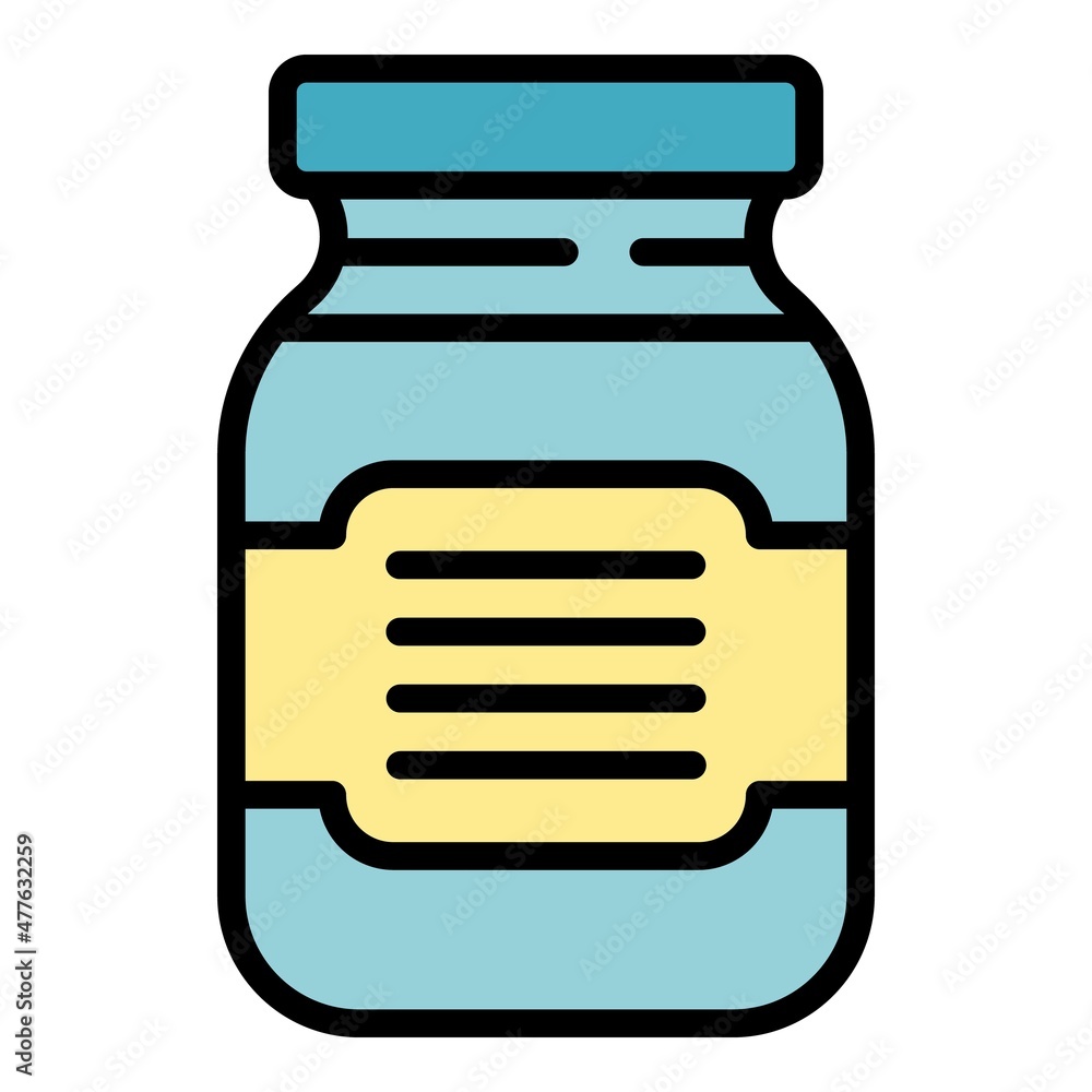 Poster chocolate paste jar icon. outline chocolate paste jar vector icon color flat isolated