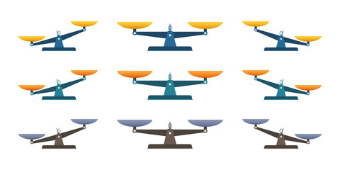Scales icon set. Libra isolated on white background. Vector stock illustration.