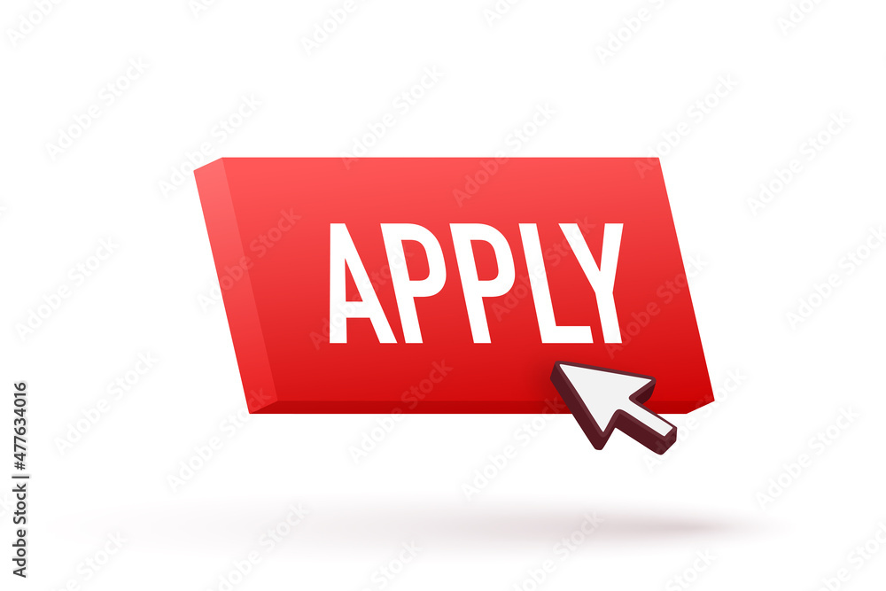 Aufkleber apply with cursor button. internet icon. pointer click icon. vector stock illustration.
