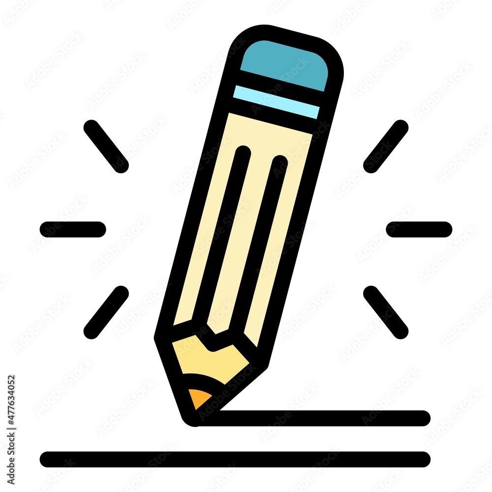 Poster assignment pen icon. outline assignment pen vector icon color flat isolated