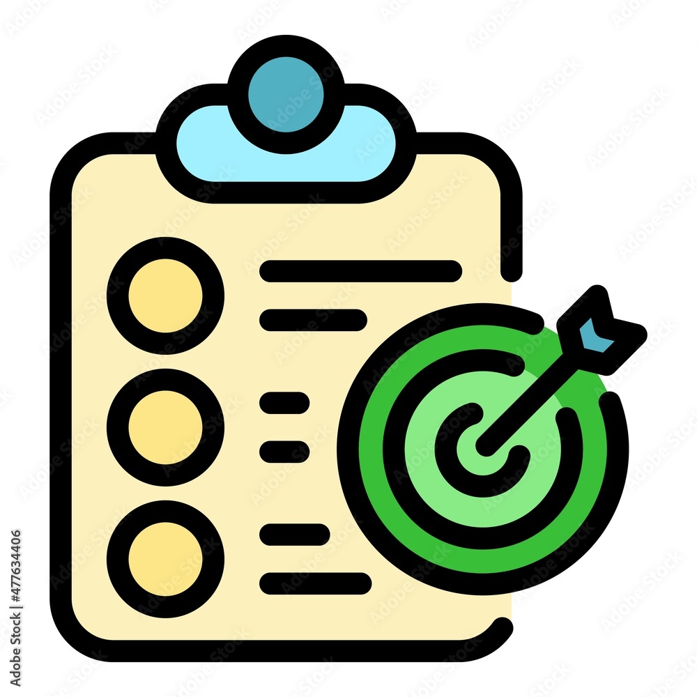 Poster assignment target icon. outline assignment target vector icon color flat isolated