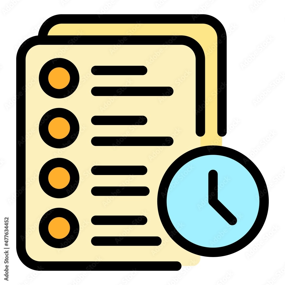 Poster assignment time icon. outline assignment time vector icon color flat isolated