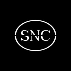 SNC letter logo design with black background in illustrator, vector logo modern alphabet font overlap style. calligraphy designs for logo, Poster, Invitation, etc.