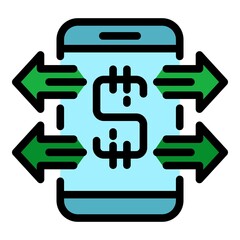 Online monetization icon. Outline online monetization vector icon color flat isolated