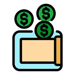 Website monetization icon. Outline website monetization vector icon color flat isolated