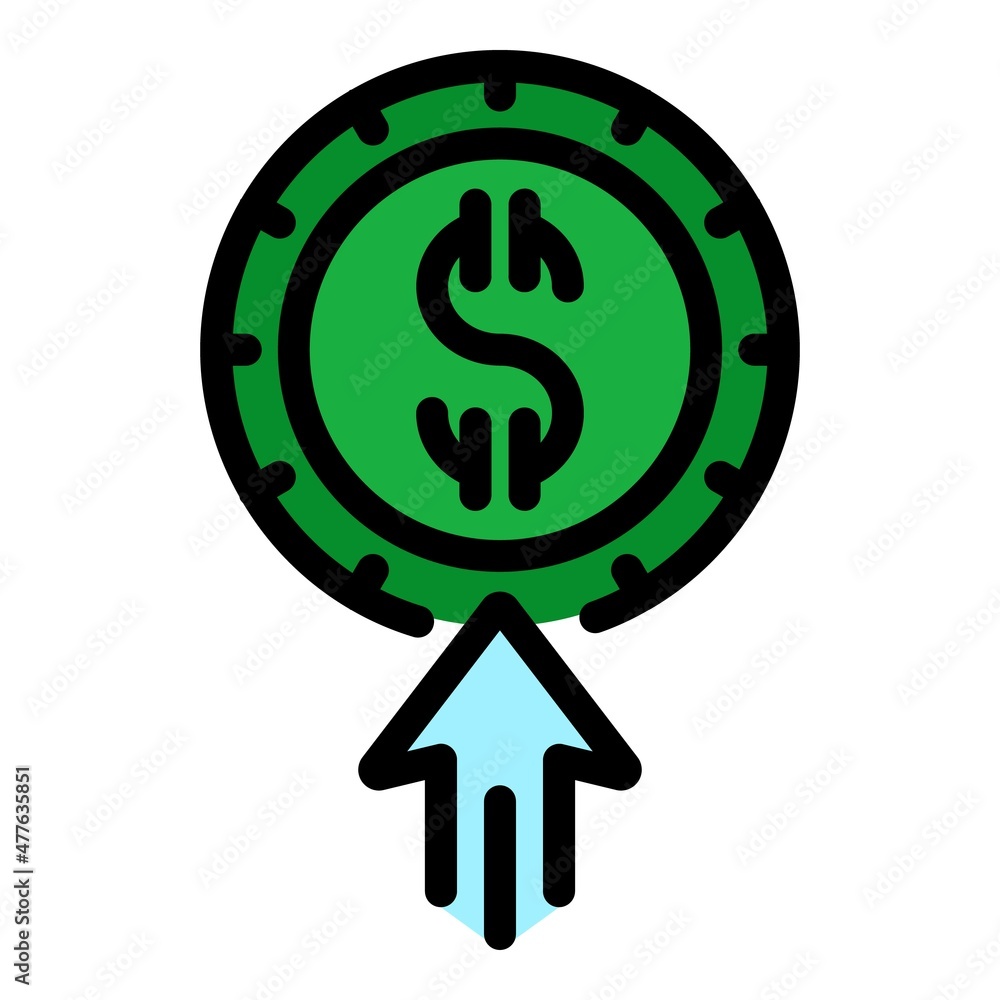 Poster click dollar icon. outline click dollar vector icon color flat isolated