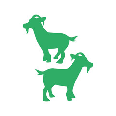 Drawing of two baby goats with different foot movements. Vector