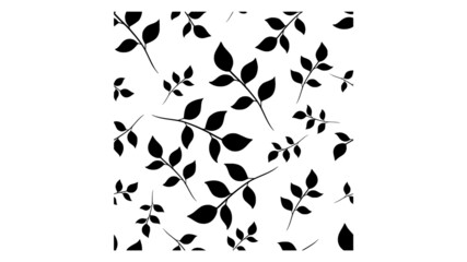 Fototapeta na wymiar Seamless pattern with leaves. Black plant background. Endless abstract texture.