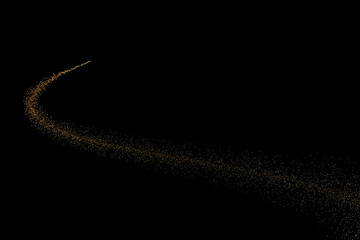昇っていく金色のパーティクルの流れる軌跡の3Dイラスト