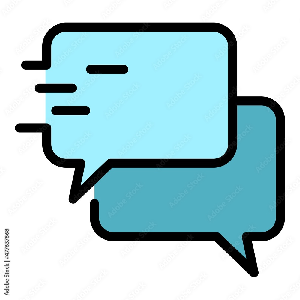Poster chat speed icon. outline chat speed vector icon color flat isolated