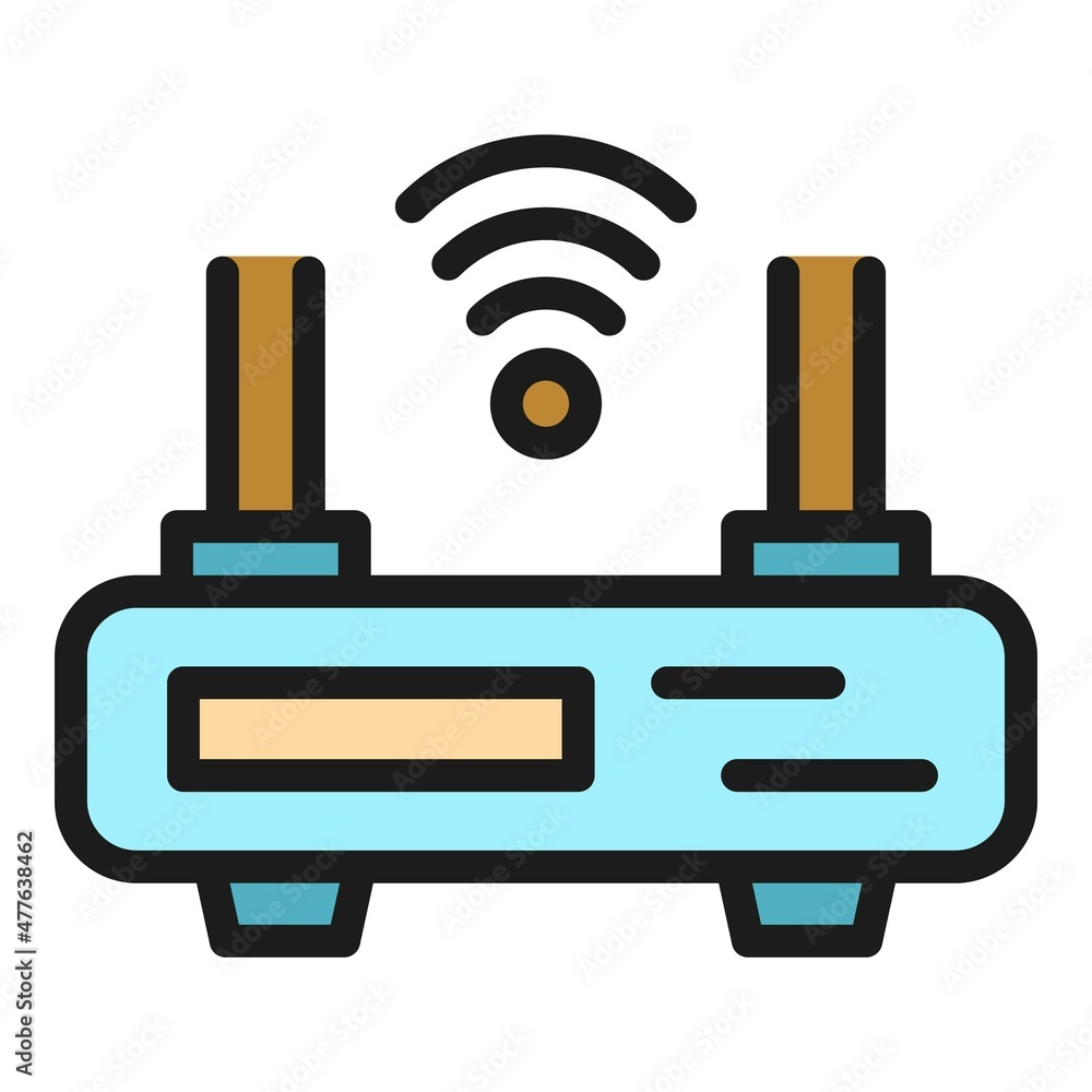 Poster wifi modem device icon. outline wifi modem device vector icon color flat isolated