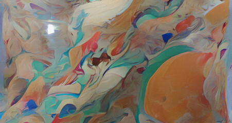 Abstract painting art for interior decoration. High resolution art texture background. Fade colors colorful artistic artwork in modern surreal fantasy style. Wall art print in big size. Design work.