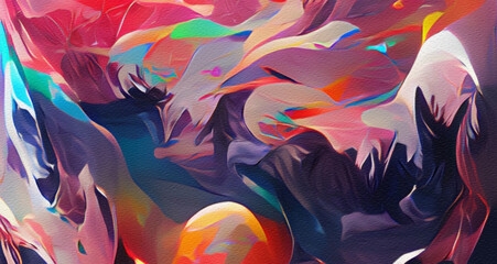 Abstract painting art for interior decoration. High resolution art texture background. Fade colors colorful artistic artwork in modern surreal fantasy style. Wall art print in big size. Design work.